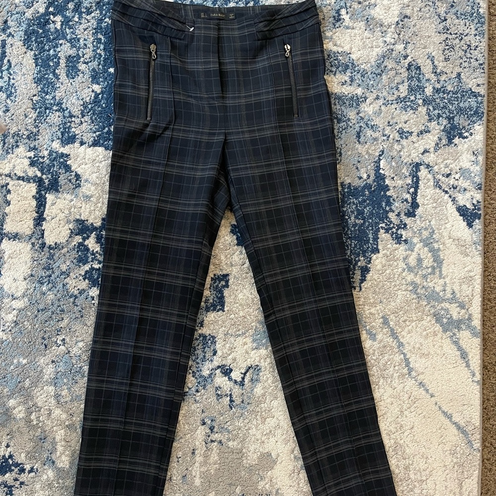 zara basic pants pattern black & gray Size S